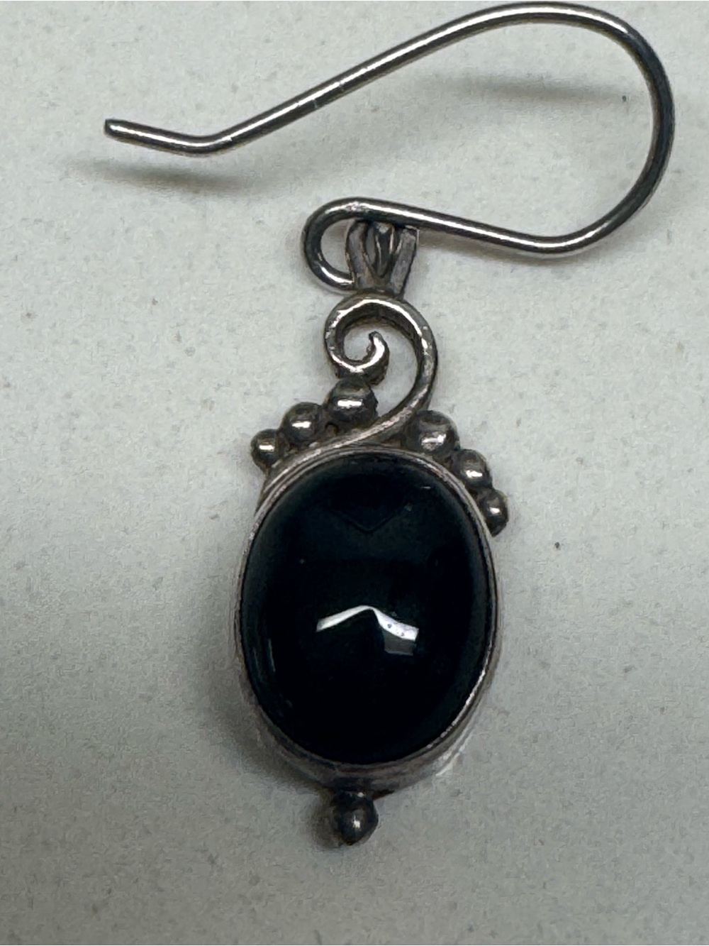 Vintage 925 Sterling Silver Black Onyx Single Dangle Earring Left/Right